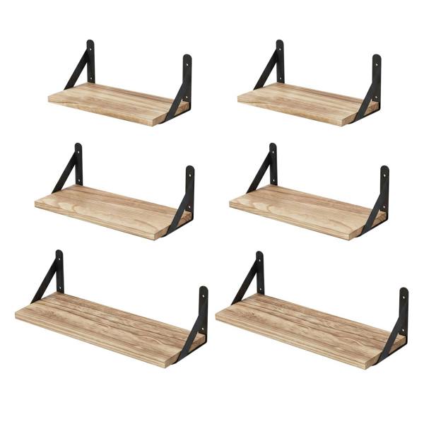 Levede Floating Shelves 6 Set Wood Shelves for Wall Brown Modern Storage Home