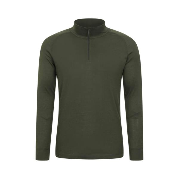 Mountain Warehouse Mens Talus Zip Neck Long-Sleeved Thermal Top - Khaki Green - 