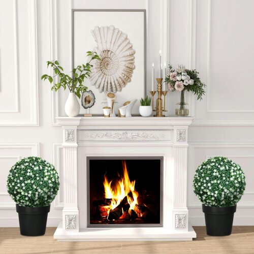 Wyld Haus Radi Set Of 2 Artificial Boxwood Ball Plants In White Finish