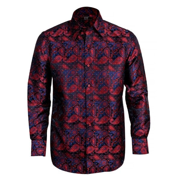 Kensington Paisley Jacquard Shirt - Wine