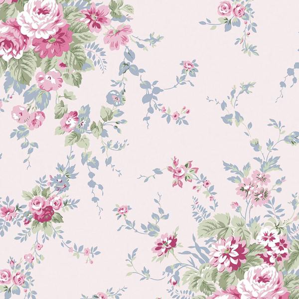 Shabby Chic Rachel Ashwell Garden Floral Pink Wallpaper | Blue