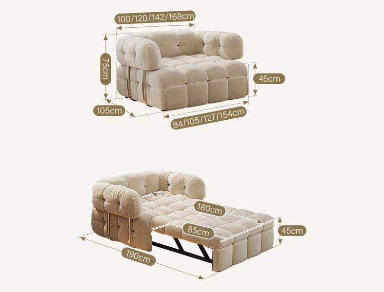Weilai Concept Rojas Single Sofa Bed, Armchair Sofa Bed, Cream, 100CM (Clearance)