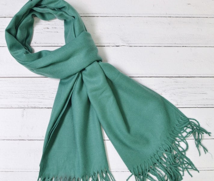 Antonia York Teal Green Pashmina | Drew Super Soft Large Special Occasion Wrap with Tassels