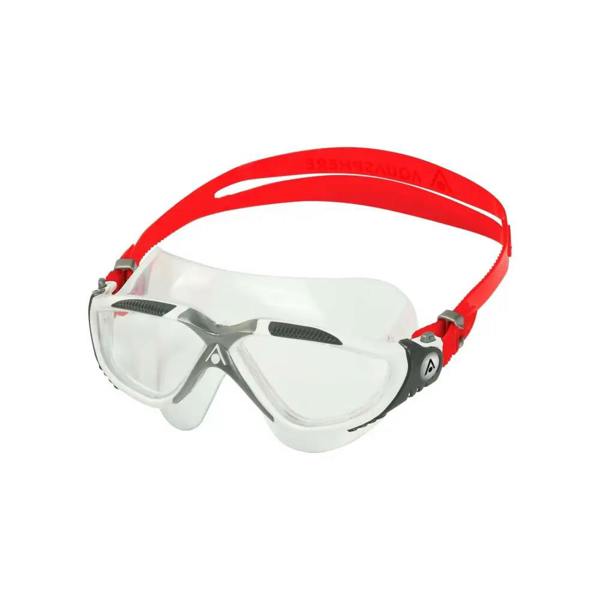 Red Aqua Sphere Vista swim goggles with durable plexisol lens
