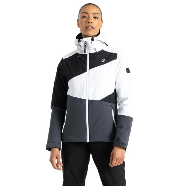 Dare 2B Womens/Ladies Ice Colour Block Ski Jacket - White/Ebony Grey - 