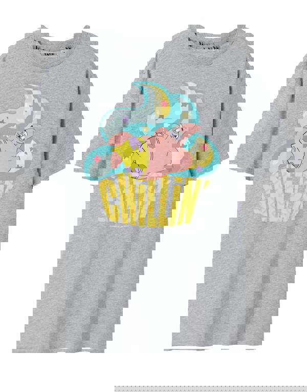 SpongeBob SquarePants Womens Grey Patrick Chillin Short Sleeved T-Shirt