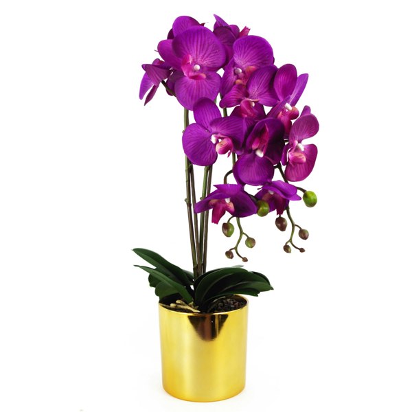 Leaf 52cm Artificial Orchid Large - Purple / Gold