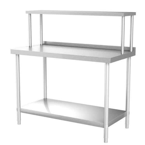 2 Tiers Commercial Kitchen Prep Table Stainless Steel Work Table Commercial Work Tables Living and Home