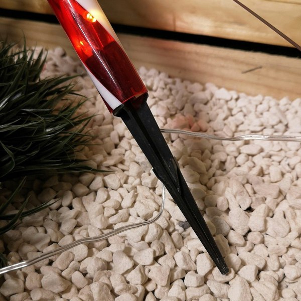 Samuel Alexander Set of 4 XL Light up Red & White Stripe Christmas Candy Cane Garden Stakes with LEDs