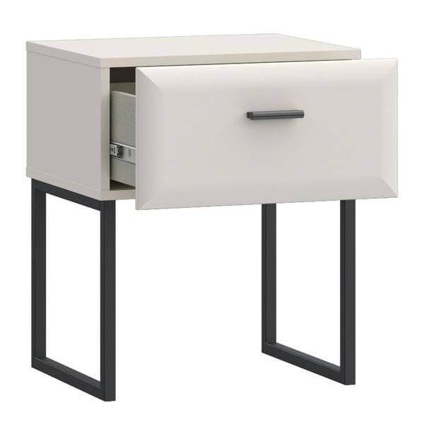 Furniture To Go Akihisa Bedside Table with Drawer and Metal Legs in Sand