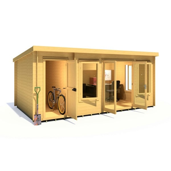 Shire Elm 10Gx17 Multiroom Pent Log Cabin 19mm interlock  Cladding - Best Shed