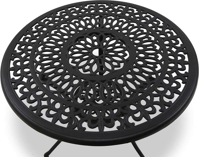 Centurion Supports POSITANO Luxurious Garden and Patio Table and 4 Large Chairs with Armrests Cast Aluminium Bistro Set - Black