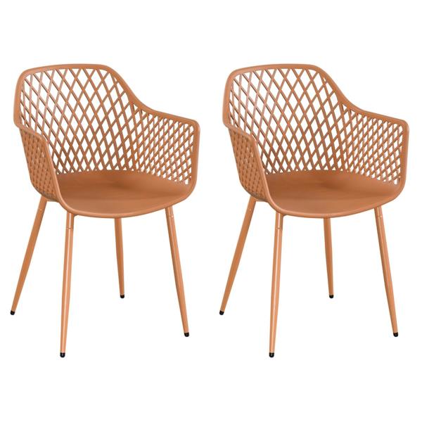 Core Products Pair Of Lattice Bistro Garden Arm Chairs, Moss Green