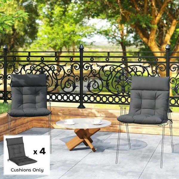 Patio Chair Cushions Set of 4, Waterproof Non-Slip Lounge Chair Cushions, 112x53cm, Dark Grey - Dark Grey