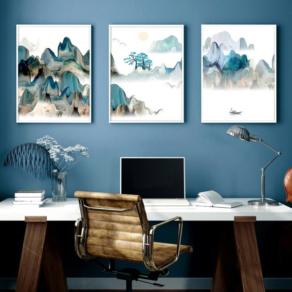 Japanese landscape art | set of 3 wall art for home office