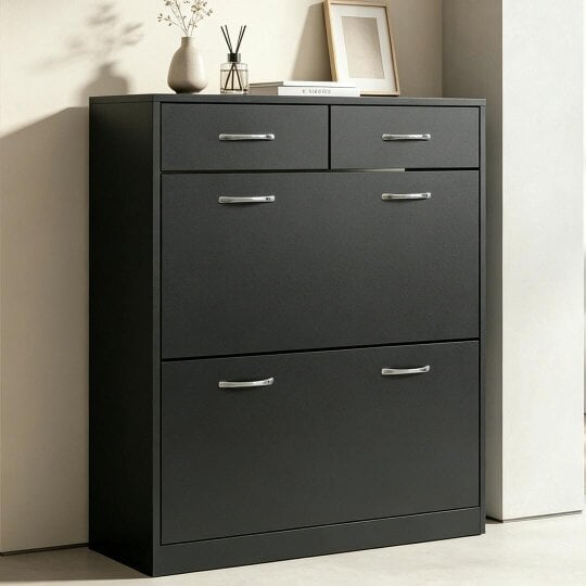Havendro Black Shoe Cabinet Rack Wooden Shoes Storagoes e Stand Cupboard