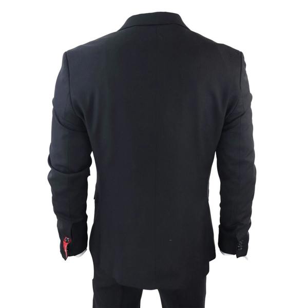 TruClothing Men's Classic 3-Piece Plain Black Suit