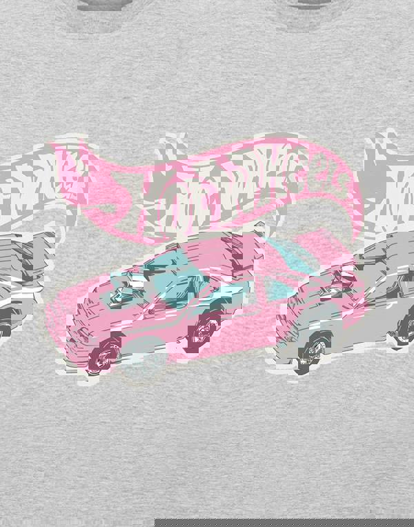 Hot Wheels Womens Grey Pink Car Short Sleeved T-Shirt