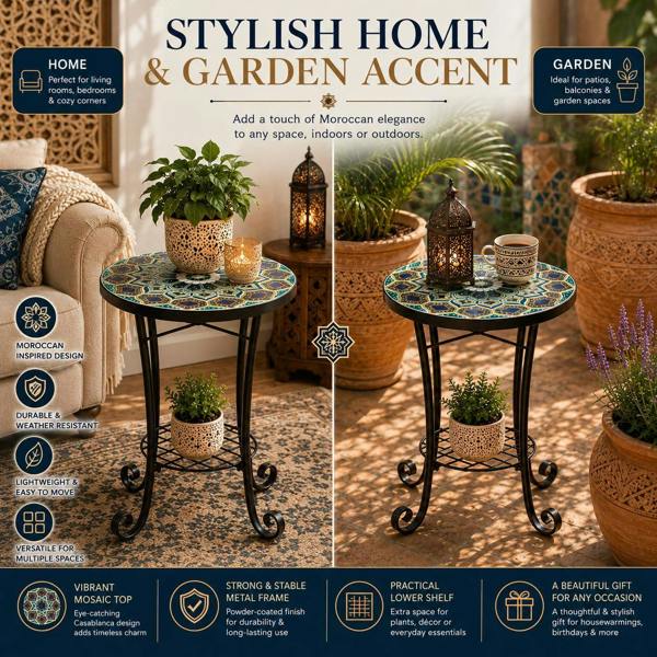 35cm Casablanca Mosaic Plant Stand/Side Table image 9