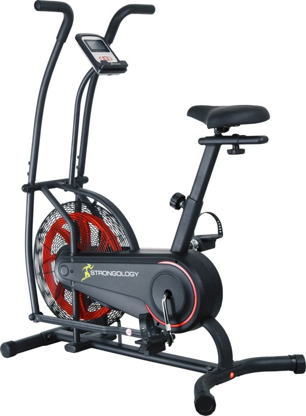 Strongology SCORPION Assault Bike – Compact Home Fitness Stationary Bike for Full Body Workouts with Smooth Fan Resistance and LCD Display
