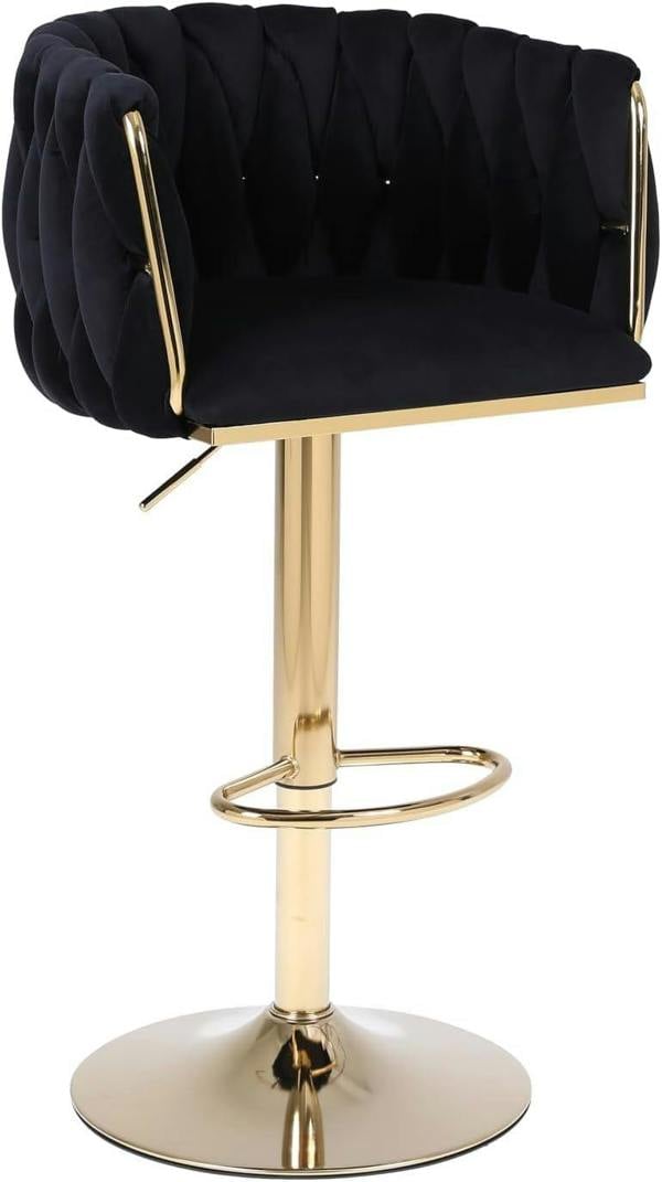 HYGRAD BUILT TO SURVIVE Velvet Swivel Bar Stools with Gold Base – Set of 2 | HYGRAD®