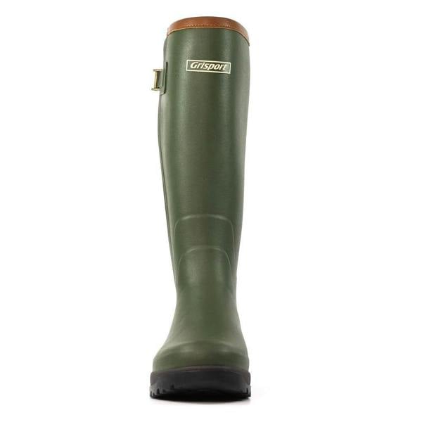 GriSport Delta Mens/Womens Zip Up Neoprene Fishing Hunting Farm Wellies Boots, green rubber waterproof farming and outdoor boots with zipper closure.