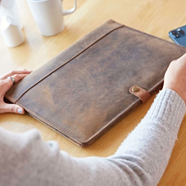 Paper High Distressed Buffalo Leather Document Portfolio