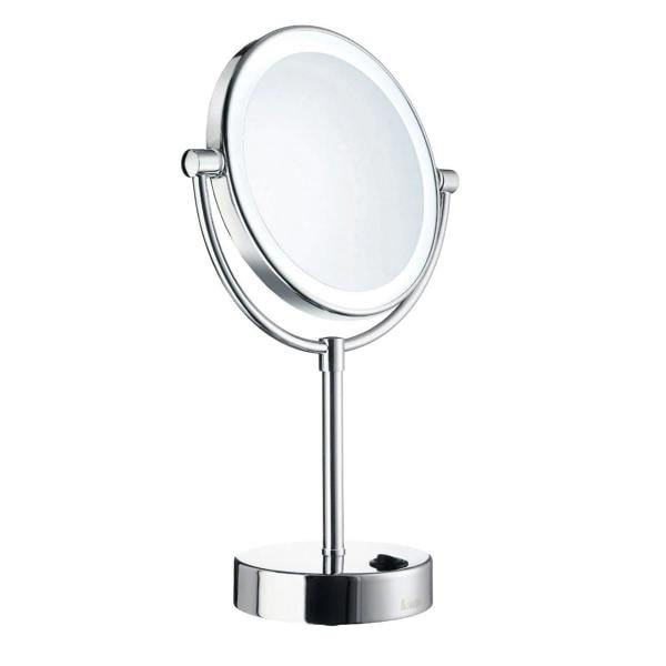 Polished chrome LED shaving/makeup mirror