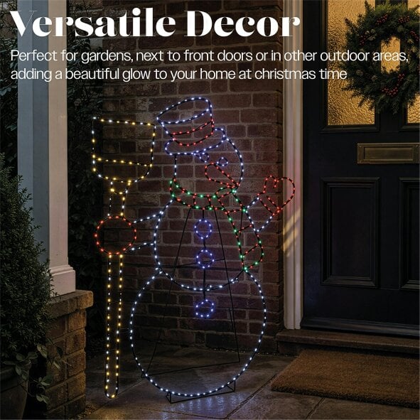 Scotts of Stow Xmas Haus Multicolour LED Snowman Outdoor Decoration Flash Bulbs and Timer