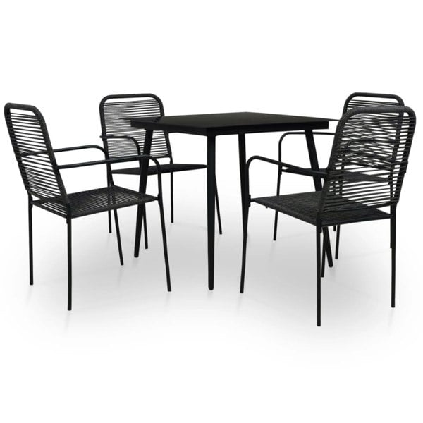 Berkfield 5 Piece Garden Dining Set Cotton Rope and Steel Black