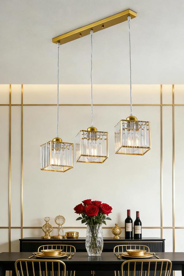 Living and Home 3-Light Crystal Ceiling Pendant Light Chandelier
