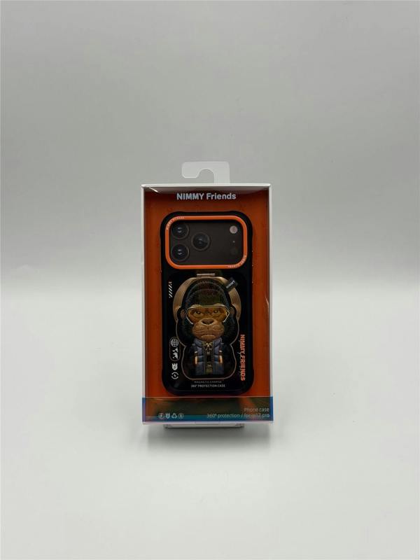 Nimmy Friends Nimmy Cool & Cute 2.0 Gorilla Case with MagSafe Stand for iPhone 17 Pro 6.3" Black Orange - N-YJKM-CXZJZH-IP17-PRO-016