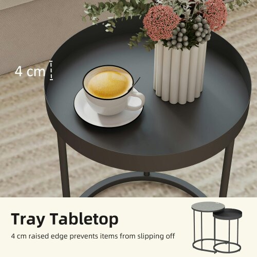 Wyld Haus Midoli Set of 2 Metal And Wood Grey Industrial Nesting Tables
