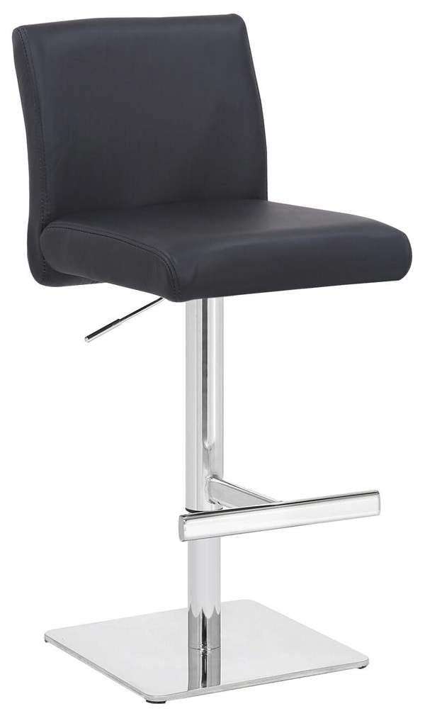 Lamboro Snella Deluxe Breakfast Bar Stool, Chrome Footrest, Height Adjustable Swivel Gas Lift, Home Bar & Kitchen Barstool, Black