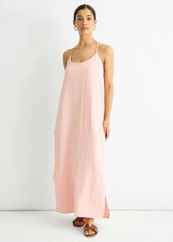Gini London Blush Strappy Cross Back Airflow Oversized dress