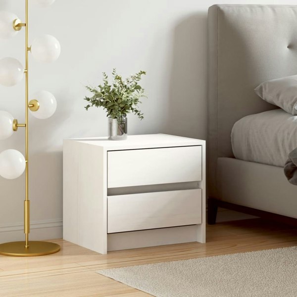 Berkfield Bedside Cabinet White 40x31x35.5 cm Solid Wood Pine