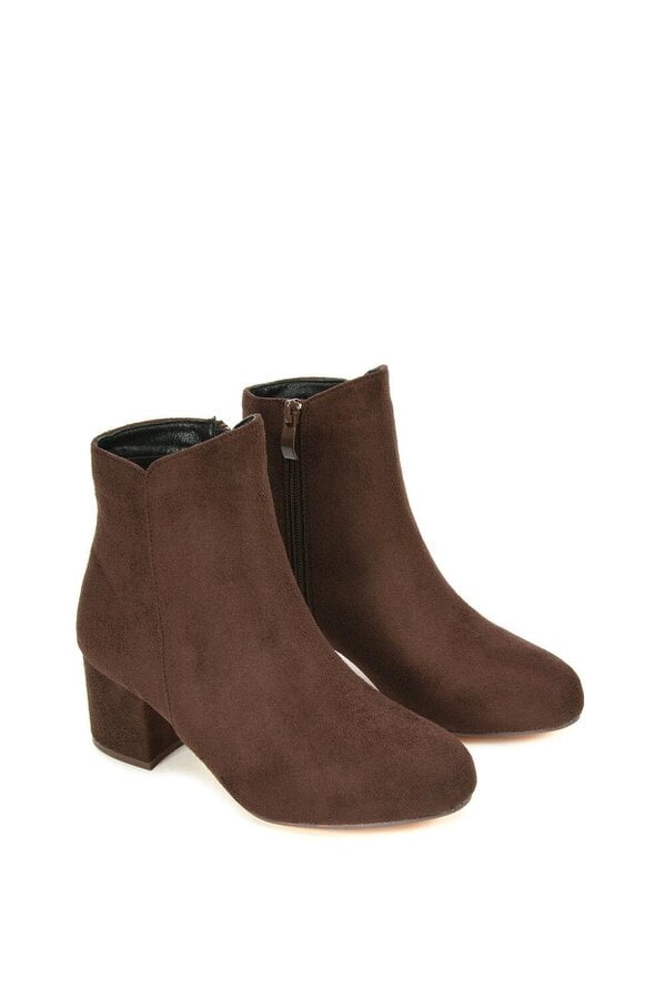 XY LONDON Mid Block Heel Zip Up Ankle Boots