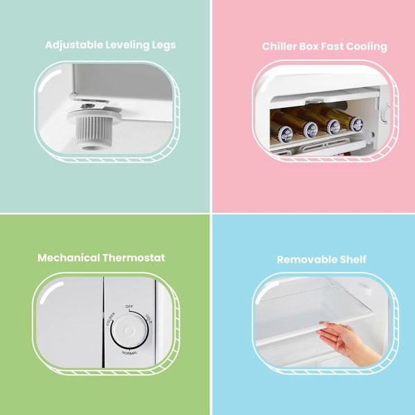COMFEE' RCD93WH2UKRT(E) 93L Retro Freestanding Fridge with Chiller Box Living and Home 