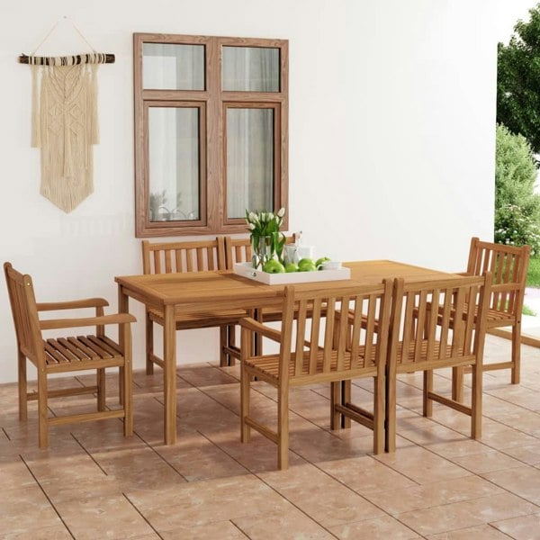 Berkfield 7 Piece Garden Dining Set Solid Teak Wood