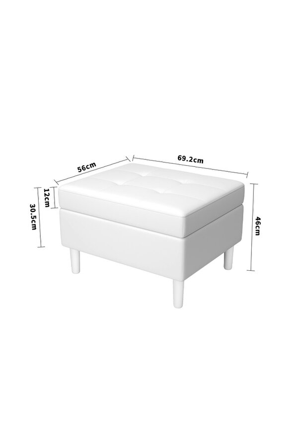 Living and Home Modern Rectangular Tufted Velvet Footstool Storage Ottoman