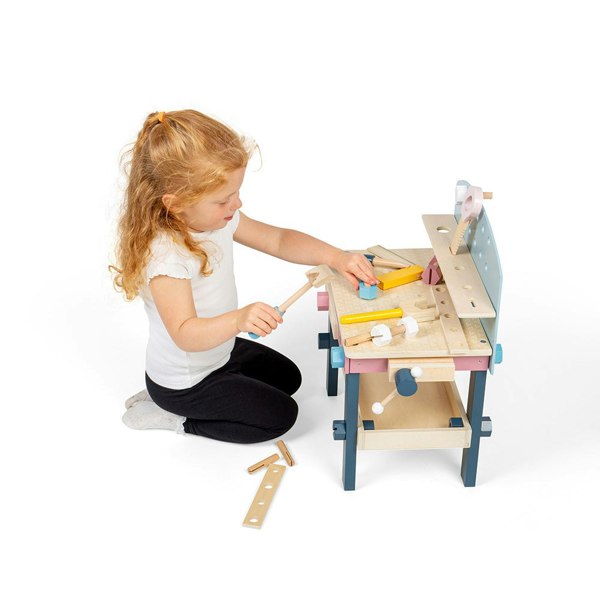 Bigjigs Toys Wooden Tool Bench - 15 Piece Kids Workbench