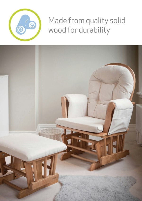 Glider chair made from quality solid wood for durability