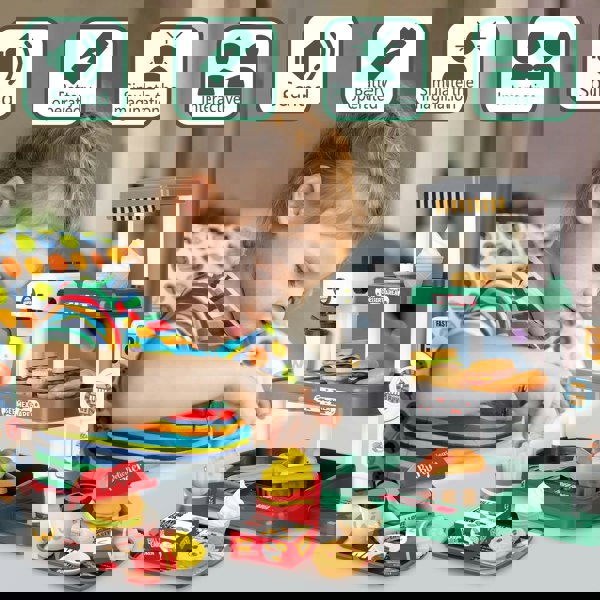 deAO Toys Fast Food Toy Playset for Kids – Interactive Pretend Play Shopping Set with Accessories