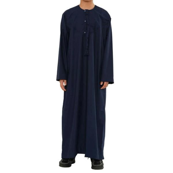 HM11 - Boy's Thobe Emirati Omani Bobble Button String Tassel - Navy - Thobez - 1