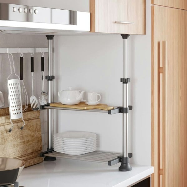 Berkfield Kitchen Shelf 50x25x(50-70) cm Aluminium