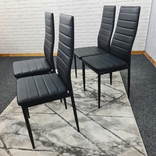 Kosy Koala Dining Chairs Set of 4 Black Leather Kitchen Chairs