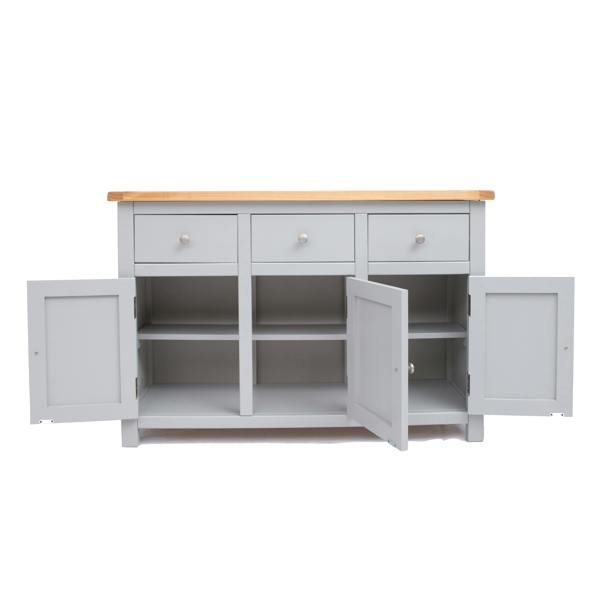 Cabinet Bits Argenta Light Grey 3 Drawer 3 Door Sideboard Chrome Knob