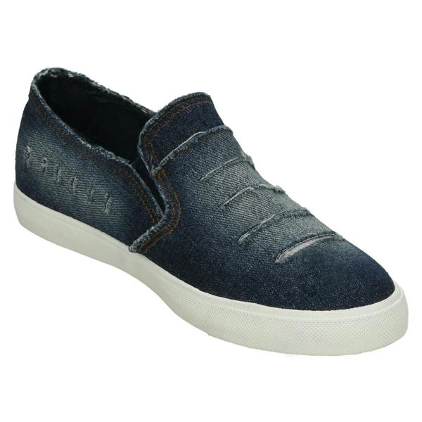 Spot On Ladies Spot On Distressed Denim Slip On Pumps