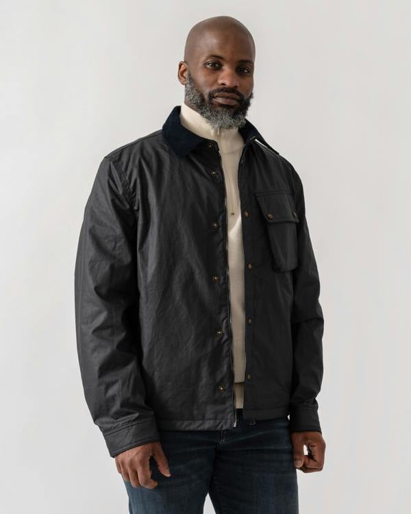 Model wearing Belstaff Ground Mens Jacket in Dark Navy - Front