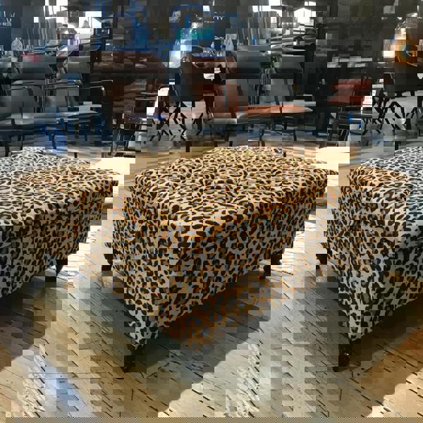 Hand upholstered square storage ottoman with deep buttoned detail UK
